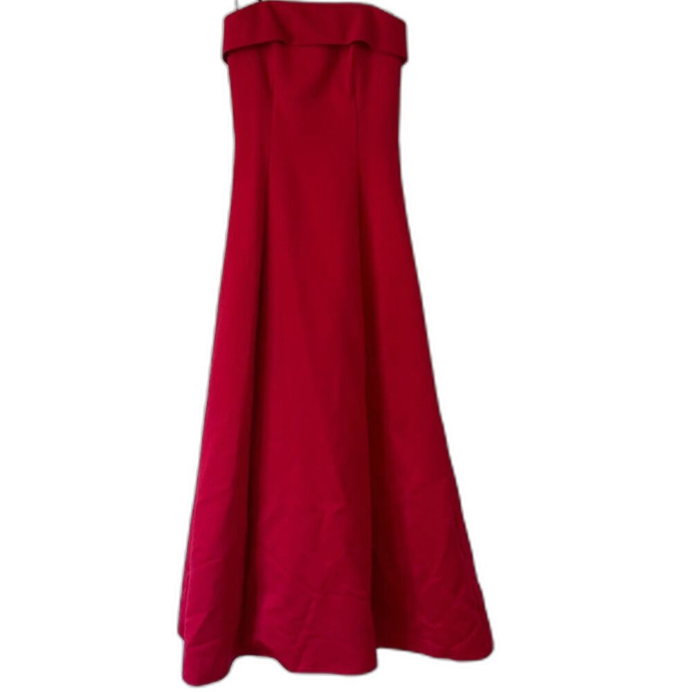 Red Strapless Full Length Gown Size Small 3/4 Prom Party Dress Urban Girl Nites